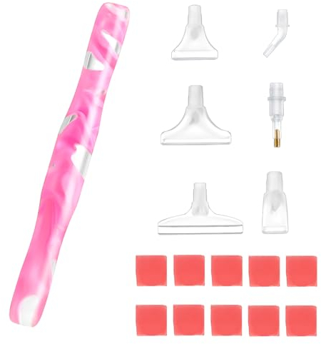 Abeillo Diamond Art Painting Stift, 10 Stück Rosa Diamond Art Painting Zubehör Stift mit 6 Spitzen 5D Diamant Kunst Malerei Zubehör, Stifte für DIY Diamant Kunstmalerei Stickerei Handwerk
