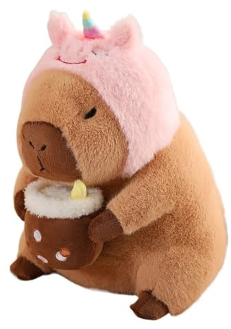 TOPLITHE Simpatico Peluche Capibara, Cuscino In Peluche Animale Simulato Peluche Capibara Kawaii Con Copricapo Indossabile for Toast for Bambini Ragazze Ragazzi(Unicorn)