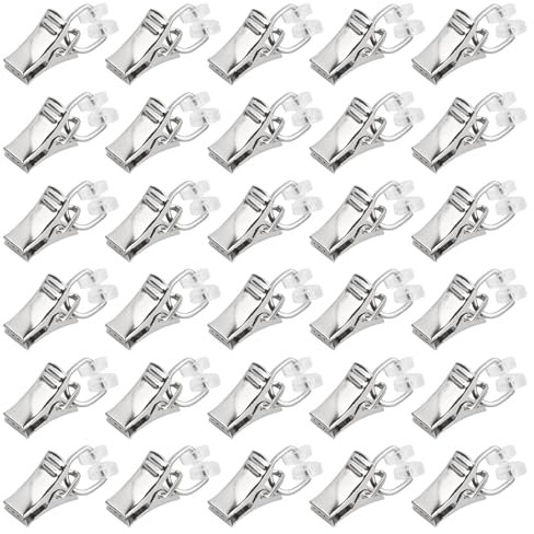 30Pcs Curtain Track Gliders,T-Glider Curtain Clips,Curtain Glider Hooks,Gliding Curtain Rail Slider Hooks,Rollers for Window Door Shower Curtains,Metal Curtain Clips for Curtain