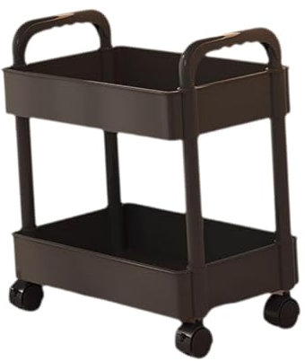 JISADER Carro de almacenamiento de 2 niveles, carro utilitario con asa, multifuncional, carro artesanal para lavandería, garaje, NEGRO