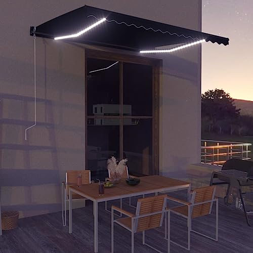 Einziehbare Markise mit Windsensor & LED 400x300cm Anthrazit,3051257