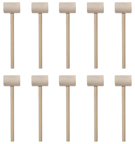Klein Holzhammer, Mallet Stampfen Hämmern aus Holz, Mini Krabben Schlagen Hammer Schlägel, Lederhandwerk DIY Werkzeug (10er Pack - Zylindrisch)