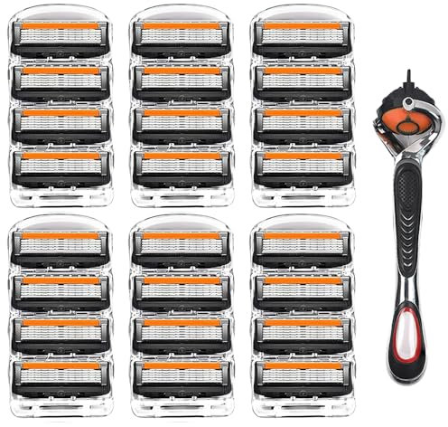 Deosiy 24 Stück Nassrasierer Herren Rasierklingen, 5 Lagen Präzisionsklingen, für Herren Sauberer Bart