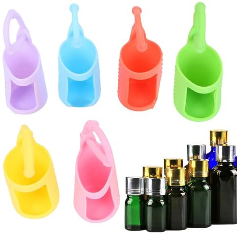 Nuyhadds Manicotto in silicone per bottiglia a rullo, manicotti per bottiglia in silicone da viaggio - Set 6x manicotti per flaconi contagocce in silicone,Con cinghia di fissaggio Porta bottiglia di