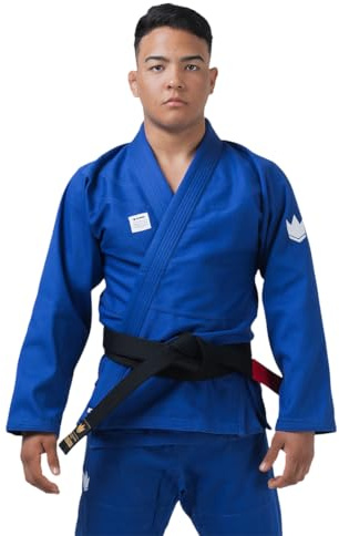 KINGZ Kore V2 Mens Jiu Jitsu Gi – Blue, IBJJF Legal, Lightweight Kimono, Reinforced Stitching, Cord Drawstring
