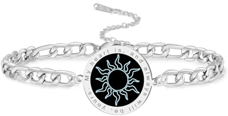 VASSAGO Pulseras a juego con sol y luna para parejas, pulsera de amistad de acero inoxidable, regalo para él y ella, Talla única, Acero inoxidable, No es una piedra preciosa