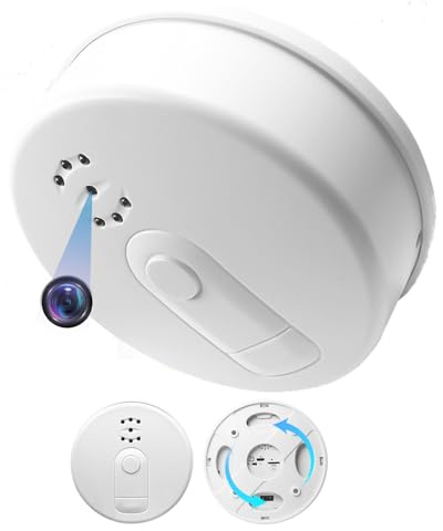 Tebetu Caméra Espion WiFi 5G/2.4G, Détecteur de Fumée Caméra Invisible HD 1080P, Camera Espion Interieur Discrete 10 Heures avec Vision Nocturne/Détection de Mouvement pour intérieur (Bureau/Maison)