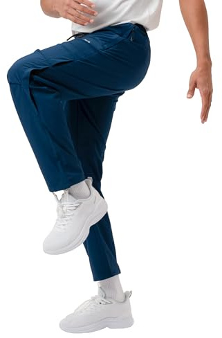 maamgic Men’s Sweatpants Joggers with Zipper Pockets, 4-Way Stretch Quick Dry Lightweight Athletic Hiking Pants Dark Blue