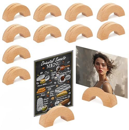 Gipizi Soportes Madera Tarjetas 6 Piezas, A5/A6 Soporte de Menú Madera para Restaurante, Soporte Fotos Cartel para Bodas, Banquetes y Fiestas (10 Piezas)