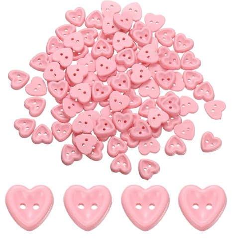 QUARKZMAN 100 Piezas De Botones De Resina 1/2 (12mm) Corazón Rosa