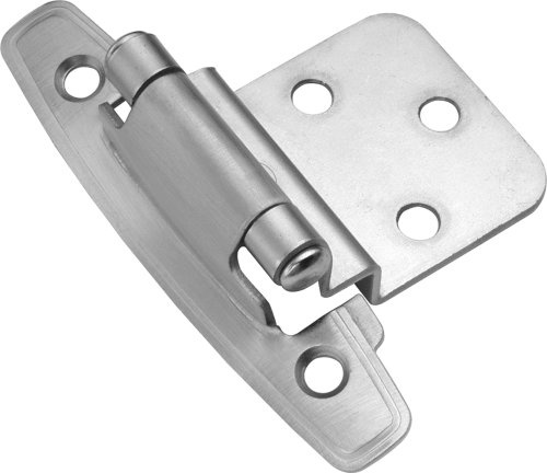 Hickory Hardware P295-SC Variable Overlay - Traditional Cabinet Hinge, 3/8 Inch Inset, Surface Mount Self-Closing Hinge for Face Frame - 170° Opening, Satin Silver Cloud Finish 1 Set of Pair