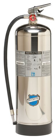 Buckeye 50000 Stainless Steel Water Pressurized Hand Held Fire Extinguisher with Wall Hook, 2.5 Gallon Agent Capacity, 7 Diameter x 9 Width x 24-1/2 Height