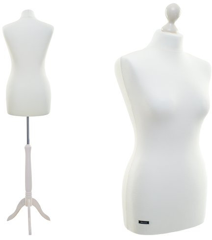 LUCCESI Schneiderpuppe | zum Probierpreis! | Größen S - XL (Female ♀) | Torso Size: M/L (38-40) | Wechselbezug Creme-Weiss | Standfuss Weiss | Damen - Schaufensterpuppe