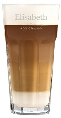 Bicchiere da latte macchiato da 480 ml, personalizzabile, per bevande come cappuccino, latte e Co con incisione, idea regalo per compleanno, motivo vintage latte macchiato