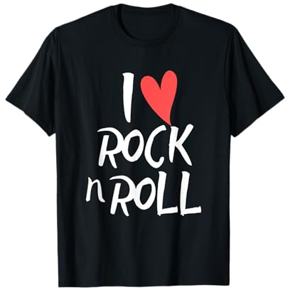 I Love Heart Rock N Roll Musique pour garçons et Filles Fans de Rock T-Shirt
