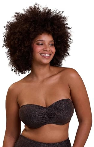 Sans Complexe Femme Reflet Haut de maillot Bain bandeau armatures Bretelles amovibles, Noir, 90E EU