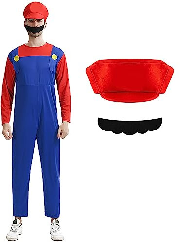 Kitimi Costume Kids, Costume with Bodysuit, Cap, Pants and Gloves, Carnival Halloween Cosplay Costume Decoration for Boy Girl Kids Adult(Men-red,M)