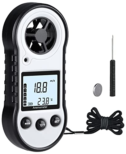 Digitaler Windmesser, Luftdurchflussmesser mit Windtemperaturwerkzeug -10 ° C ~ 45 ° C,Anemometer zur Messung der Luftstromgeschwindigkeit, Windmesser zum Segeln / Surfen / Angeln / Drachen - Grau