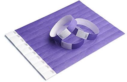 iboo 500 braccialetti di carta Tyvek per il controllo e la sicurezza, per eventi, feste, festival e viaggi, braccialetti d'ingresso (viola)