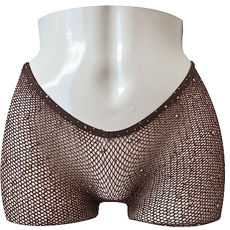 EVERYTHING CROPOVER VCUT Skintone - Gold Glitter Fishnet Tights for Carnival, for Black and Brown Skin Women, Talla única Grande