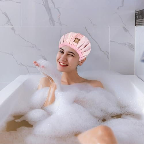 Cuffia per capelli vapore, con semi di lino, con cuffia per la doccia, termica, per capelli naturali e microonde