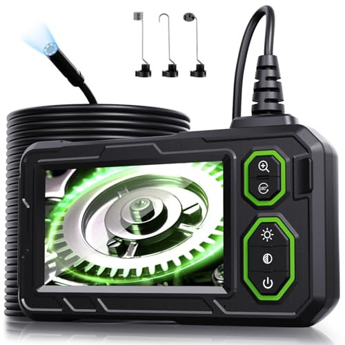 Cámara Endoscópica, Hopefox 1080P HD 4,3 Pantalla IPS Endoscopio Camara de Inspeccion con 8 Luces LED, Camara Inspeccion Tuberias Impermeable IP67, Cable Semi-Rígido de 10M