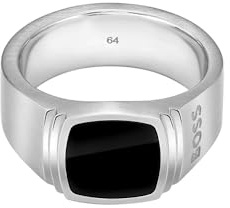 HBJ BOSS Jewelry ring für Herren Kollektion ODELL in Edelstahl Mit Schwarzem Onyx - 1580652M