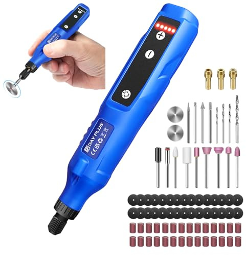 3.7V Multifunktionswerkzeug, 5 Gang Gravierstift (3000-18000rmp), mit 80 Stück Zubehörteilen Akku Rotationswerkzeuge zum Bohren, Gravieren, Polieren, Schleifen, Entrosten