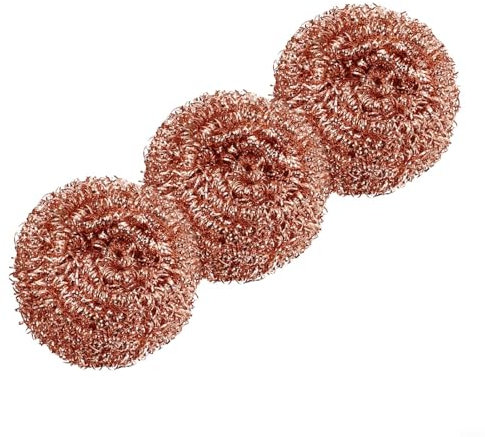 Yuanpgky Lot de 3 éponges à récurer avec revêtement en cuivre pour cuisine, poêles, poêles, récureurs à récurer rapidement utilisés pour la vaisselle, les casseroles, les poêles et les fours