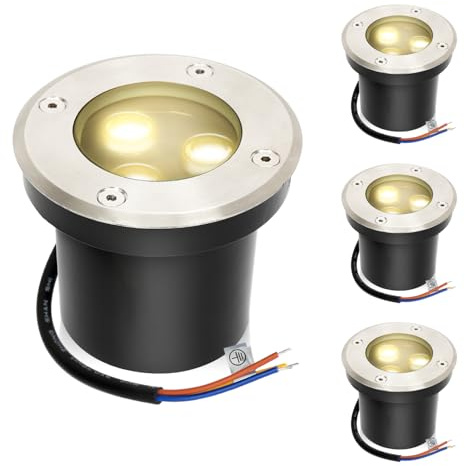 Fiqops 4er Set bodeneinbaustrahler aussen mit LED 3W Warmweiß Lich Bodenstrahler außen IP65,Schwarz matt rund,Bodenleuchten befahrbar 230V,Bodeneinbauleuchten für Boden Garten Pool Pflanzen