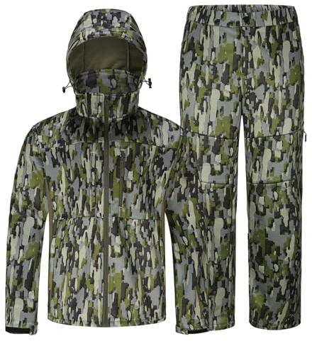 UIIHUNT Hunting Clothes for Men with Fleece Lining: Safety Strap Compatible Water Resistant Silent Hunting Jacket and Pants