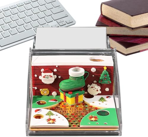 Konstkalender – Anteckningsblock planerare organisatör, 3D jul rip-away-kalender med fodral, enkel avrivningsdesign, funktionell planeringsfunktion, skrivbordsverktyg för schema, daglig planering