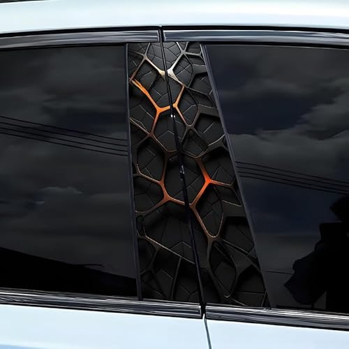 Adhesivo PET para coche B con diseño geométrico de panal para protección contra la intemperie, impermeable y resistente al sol, apto para varios vehículos (05)