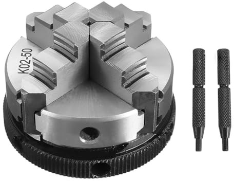 MonoSora Portabrocas de torno autocentrante de 4 mandíbulas para K02-50, pinza expansible, 50 mm de diámetro, plateado/negro