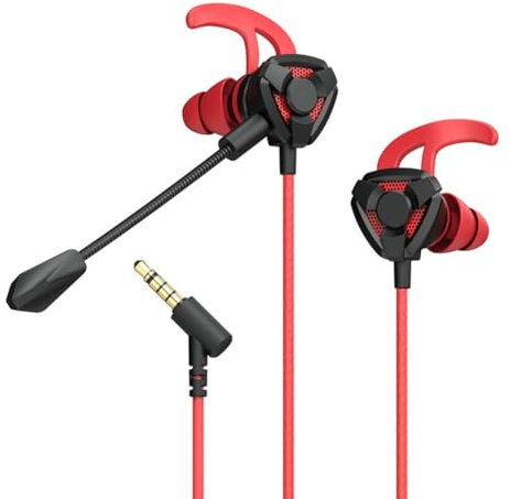 NiuLumea Auriculares intrauditivos con cable con micrófono para juegos y deportes electrónicos, cancelación de ruido, compatibles con dispositivos móviles de PC, para diseño compacto y portátil, 5 x 5