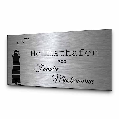 Große Edelstahl Türschilder Haustür mit Gravur - versch. Größen - Namensschild Briefkasten selbstklebend o. mit Bohrlöcher - Hausnummernschild