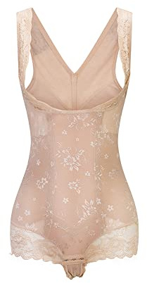 KSKshape Shapewear för kvinnor, figurformande bodys, midjeformare, formande bodysuit med krokar, Beige, 34-36