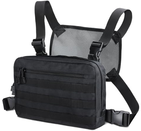 WYNEX Sac Tactique de Poitrine pour équipement de Combat EDC Poche Avant pour Jeux de Guerre, Noir, Taille Unique