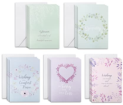 Mr. Pen Sympathy Cards Assortment, 15 Count, 7 x 10 Inches, Includes Envelopes