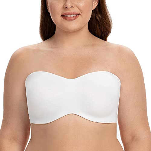 CASOLACE Women's Underwire Bandeau Minimizer Strapless Bras for Large Breasts White 38D