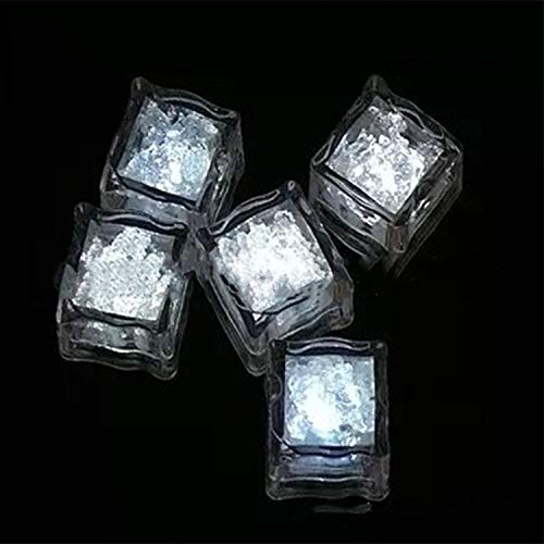 POCKETMAN Beleuchtete Eiswürfel 12 Stück für Getränke Mehrfarbige LED-Eiswürfel für Eiswürfellicht für Weihnachtsfeier, Hochzeit, Club, Bar, Champagnerturm-Dekoration (Weiß)