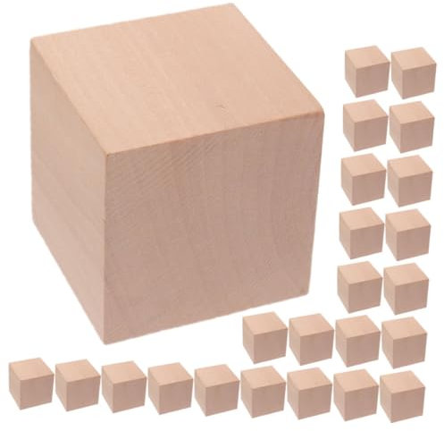 BESTonZON Aiuto Per L'apprendimento Della Matematica 30 Pezzi Cubi Di Legno Vuoti Blocchi Di Legno Non Finiti Per Decorazioni Di Pittura Progetti Artigianali Cachi