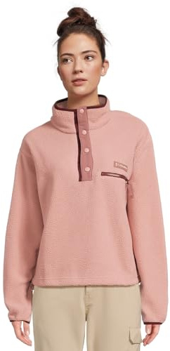 Columbia Helvetia II - Felpa corta da donna in pile con chiusura a scatto, colore: rosa/fico/vino ricco