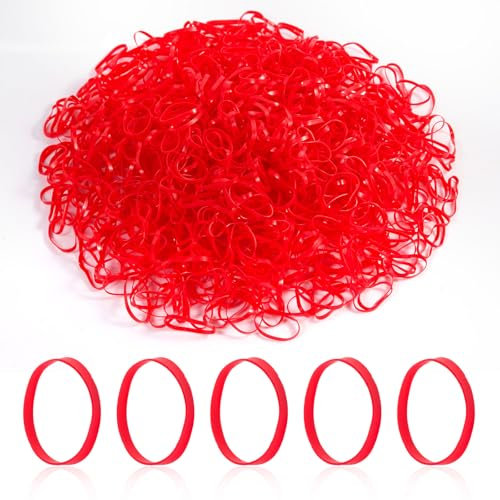 Bandas de goma 1000 bandas elásticas de goma pequeñas rojas naturales suaves para teñido anudado, pelo hogar, bolígrafos, peinado de boda, catapultas, facturas, papel bancario, suministros de oficina
