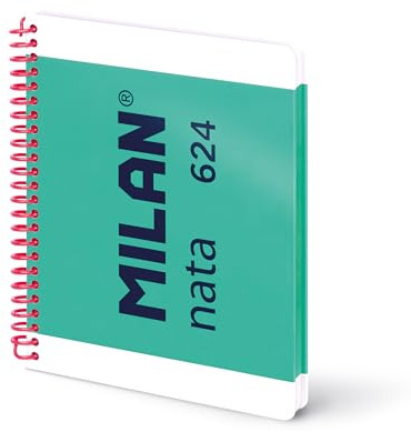 MILAN® Cuaderno A5 con espiral y tapa dura, papel pautado a líneas, 80 hojas de 95 gr/m², colección MILAN nata®, verde