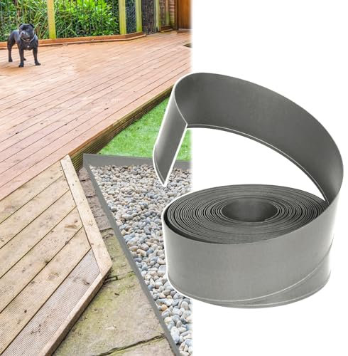 NAIZY Bordure de pelouse, 10 m, en plastique PP, rouleau de bordure de parterre, flexible, protection UV et résistance aux intempéries, gris clair