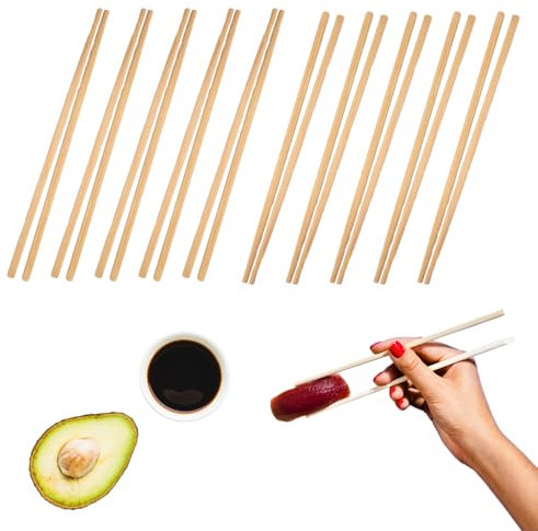 Set 10 Paia Bacchette Cinesi in Bambù Naturale – Riutilizzabili e Lavabili, 24 cm – Design Antiscivolo per Sushi, Ramen e Cucina Asiatica – Ideali per Uso Domestico e Ristoranti