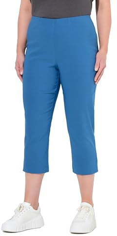 Ulla Popken Pantalones para Mujer, Tallas Grandes, Talla Grande, Plus Size, pantalón bengalina, Largo hasta el Tobillo, Cintura elástica, Stretch 640914, Azul Denim, 56W / 32L