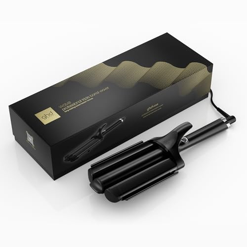 ghd Wave Triple Barrel Waver in Black - for Quick, Loose Beach Waves that Last All Day, Less Frizz, ghd Advanced Technology, No Extreme Heat Damage - for All Hair Types - (UK Plug)