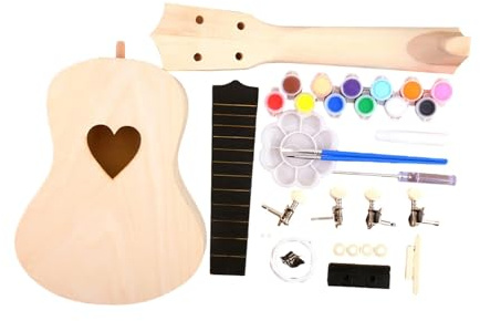 DXEHSEUY DIY ukulele kit för barn nybörjare 4 strängar målning trä bygga din egen